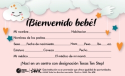 Breastfeeding Crib Card: Girl (Spanish) 