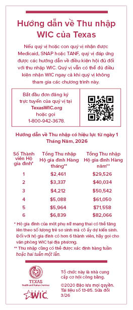 Texas WIC Income Guidelines - Vietnamese 