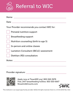 Prescription Referral Pad "Referral to WIC"/"Remision a WIC" 