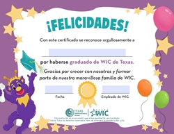 WIC Graduation Certificate (Spanish) 