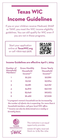 Texas WIC Income Guidelines - Bilingual 