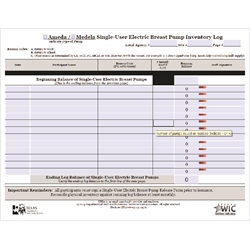 Single User Electric Breast Pump Inventory Log 