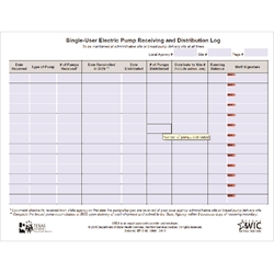 Single-User Electric Breast Pump Receiving & Distribution Log 