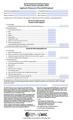 Applicants Statement Of Farm/Self-Employed 